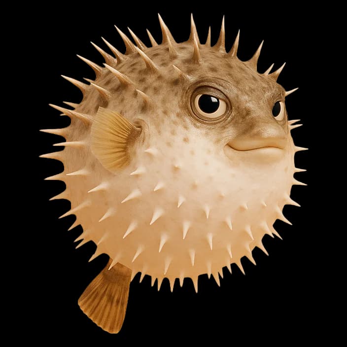 Ilustração decorativa de um peixe-balão representando transformação